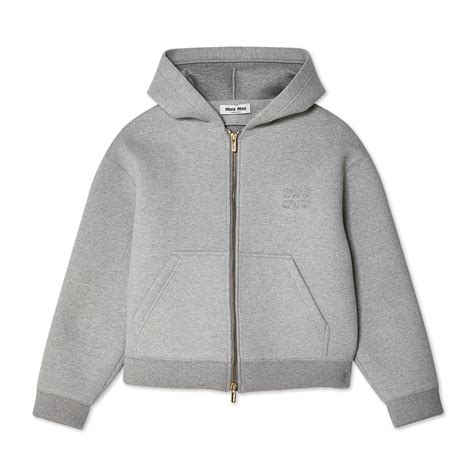 miu miu grey zip up hoodie